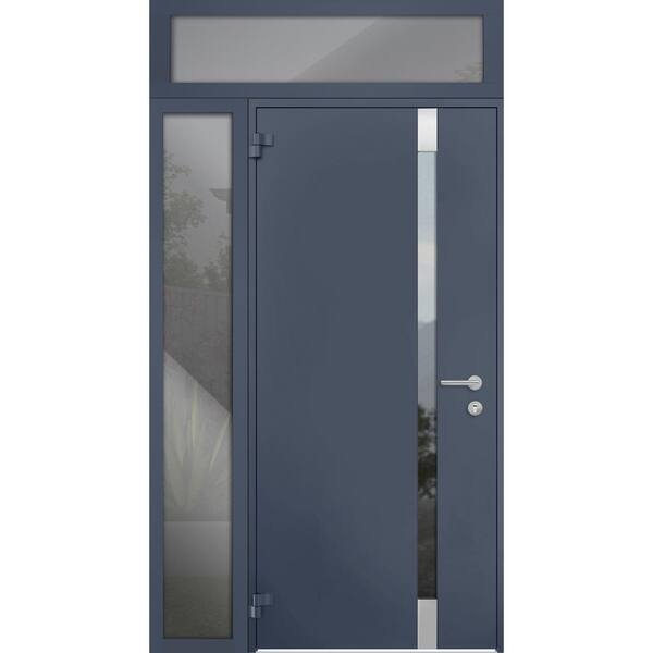 VDOMDOORS 6777 50 in. x 96 in. Left-Hand/Outswing Tinted Glass Gray Graphite Steel Prehung Front Door with Hardware