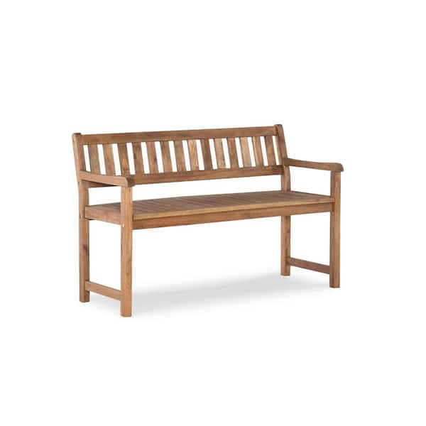 Linon Home Decor Caitlyn 45 W in. 2-Person Acorn Brown Wood Outdoor Bench