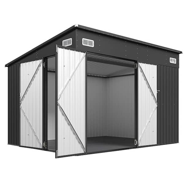 Sizzim 10 ft. W x 8 ft. D Outdoor Metal Storage Shed with 3