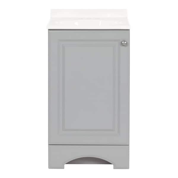 19 in. Single Sink Pearl Gray Bath Vanity with White Cultured Marble Top (Assembled)
