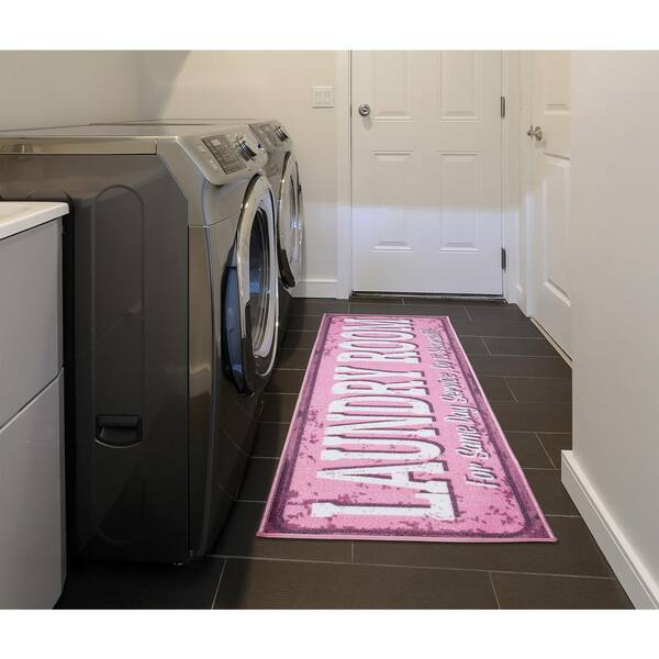 Laundry Room Runner Rug 20 X 59" Carpet Non Slip Rubber Orange Bluish Gray 