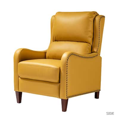 Hyde Yellow Nailhead Genuine Cigar Leather Recliner