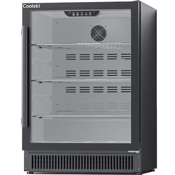 24 in. 180 Cans 5.3 cu. ft. Under Counter Beverage Refrigerator with Glass Door in Black, Built-In or Freestanding