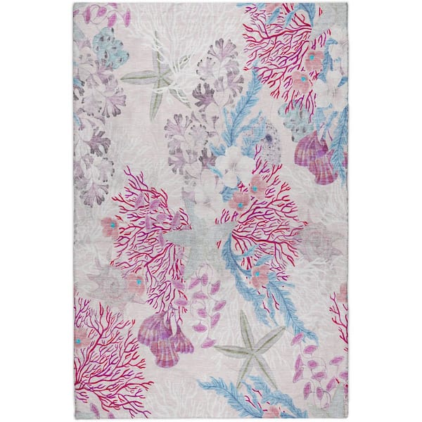 Dream Shag Premium Machine Washable Abstract ADS180 Raspberry 8 ft. x 10 ft. Area Rug