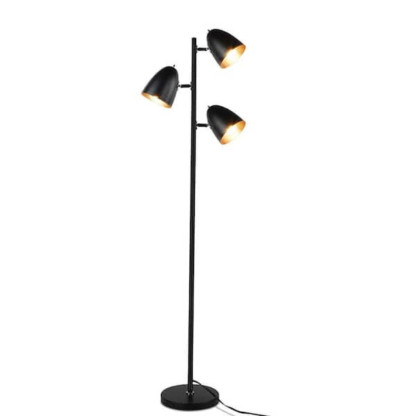 Depuley 65 in. Black Modern 3-Light Standing Tree Floor Lamp for Living Room with Large Weighted Base