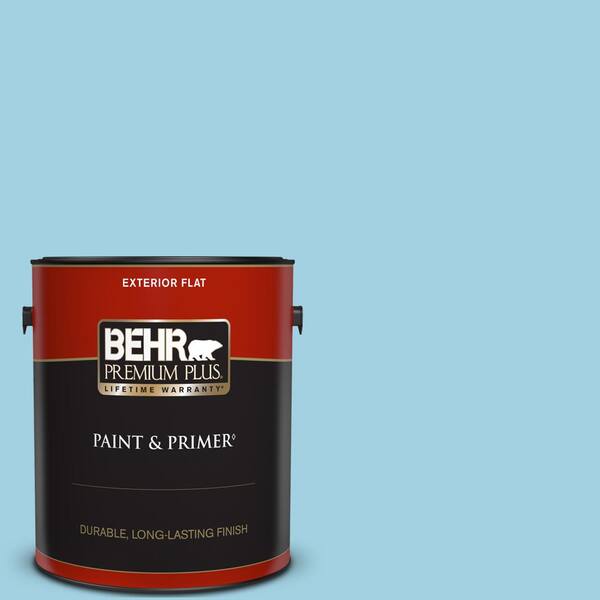 BEHR PREMIUM PLUS 1 gal. #540C-3 Sea Rover Flat Exterior Paint & Primer