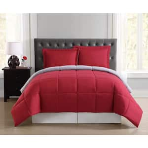 Everyday 2-Piece Red and Grey Twin XL Comforter Set