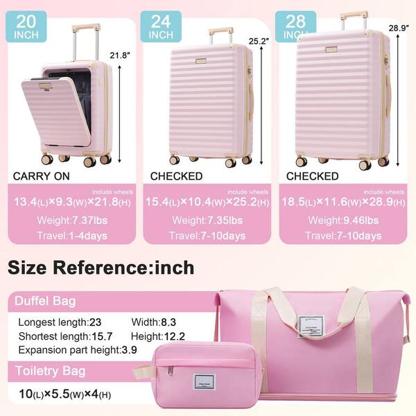 Merax 5 Bags 5-Piece Pink Expandable ABS Hardside Luggage
