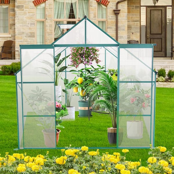 ビニールハウス 96 in. x 96 in. Aluminum Greenhouse Kit with Double Sliding Doors