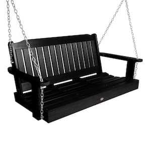 Lehigh 48 in. 2-Person Black Recycled Plastic Porch Swing