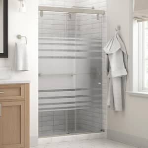 Mod 48 in. x 71-1/2 in. Soft-Close Frameless Sliding Shower Door in Nickel with 1/4 in. Tempered Transition Glass