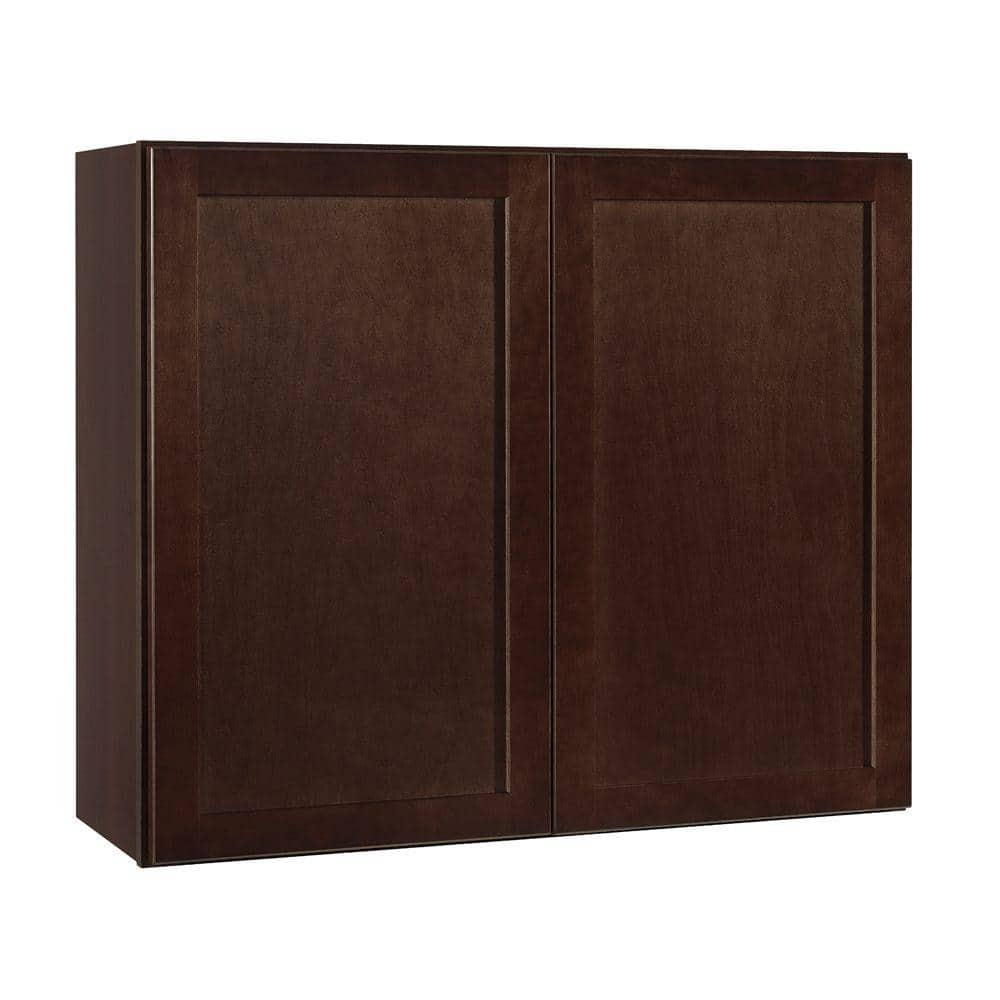 Hampton Bay Shaker 30 In W X 12 In D X 36 In H Assembled Wall   Java Hampton Bay Assembled Kitchen Cabinets Kw3036 Sjm 64 1000 