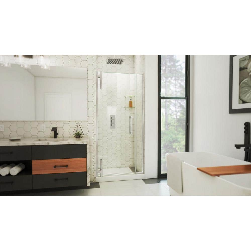 Ascend Frameless Nickel Pivot Shower Door, 36-37" W x 72" H