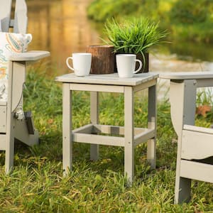 Icon Weathered Wood Square Plastic Outdoor Side Table