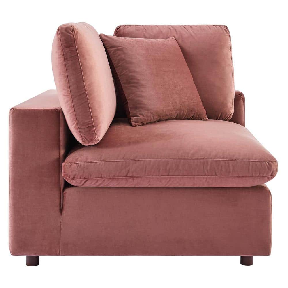 Dusty Rose Velvet Loveseat with Down Fill Cushions