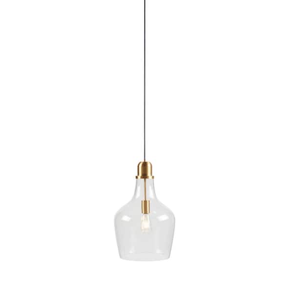 INK+IVY Auburn 1 Gold/Clear Pendant Light FB151-1179 - The Home Depot