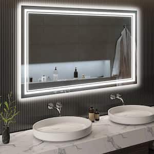 60 in. W x 36 in. H Rectangular Frameless Wall Mounted Bathroom Vanity Mirror with LED Lights