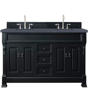 Brookfield 72 in. W x 23.5 in. D x 34.3 in. H Double Vanity in Antique Black with Quartz Top in Charcoal Soapstone