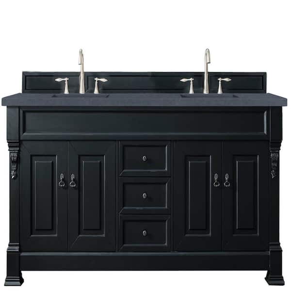 James Martin Vanities Brookfield 72 in. W x 23.5 in. D x 34.3 in. H Double Vanity in Antique Black with Quartz Top in Charcoal Soapstone