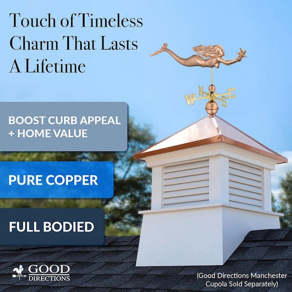 Mermaid With Starfish And Arrow Weathervane - Pure Copper By Good