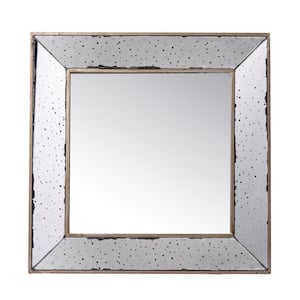 18 in. W x 18 in. H Small Square MDF Framed Wall Bathroom Vanity Mirror in Silver