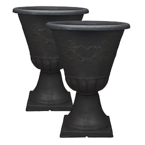 16 in. W x 21 in. H Rust Brown Resin Stone Sonoma Urn Tall Planter (2-Pack)