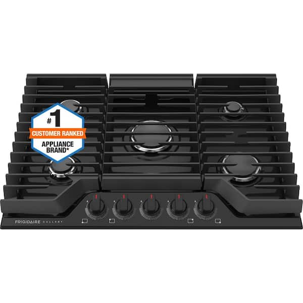Frigidaire Gallery 30 in. Gas Cooktop in Black with 5-Burner Elements, including Quick Boil and Simmer Burner