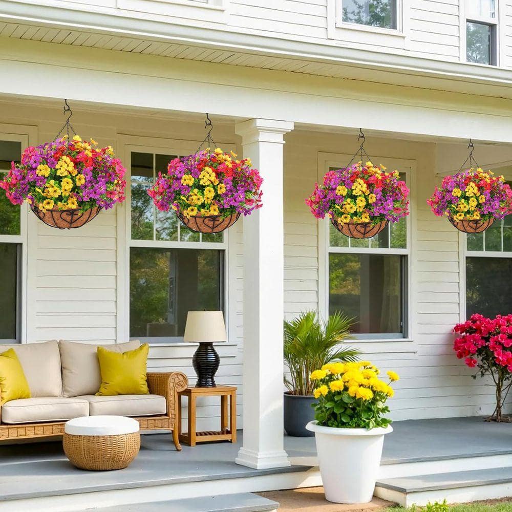 21.8 in. Multi-Colored Artificial Hanging Silk Daisy Flowers in