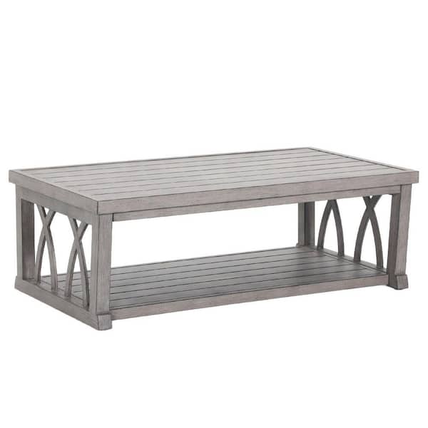Aluminum Outdoor Coffee Table, Grey Aluminum and Glass 39.25 x