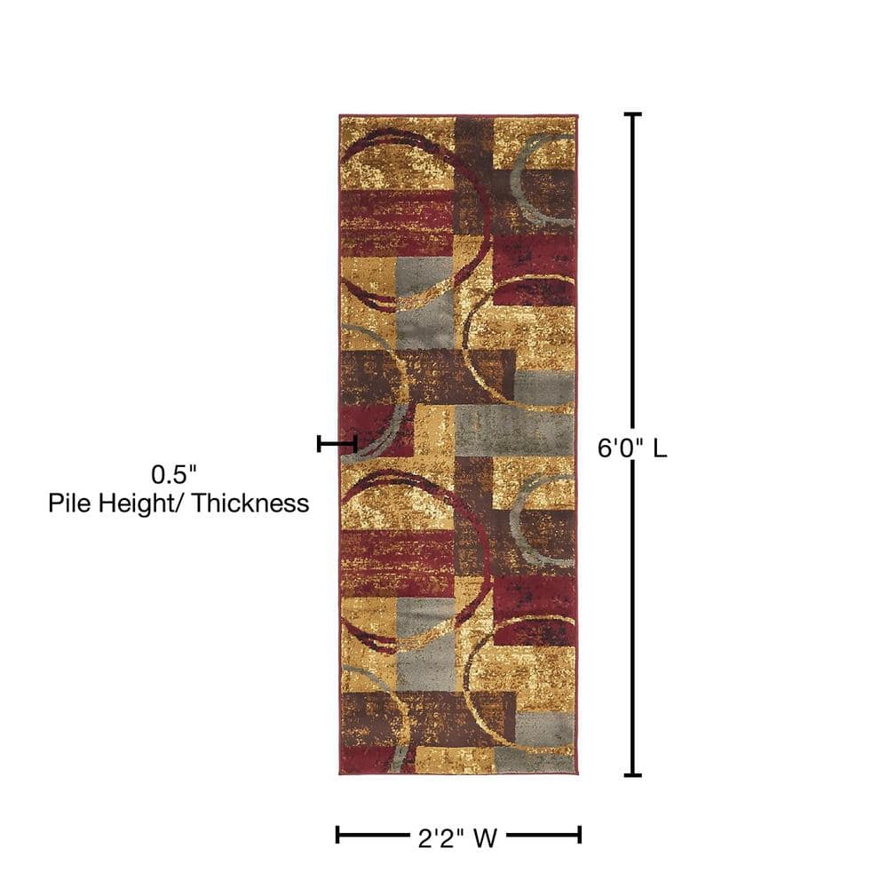 Braided Abstract Synthetic 2'2" x 6'1" Indoor Runner Rug in Multicolor