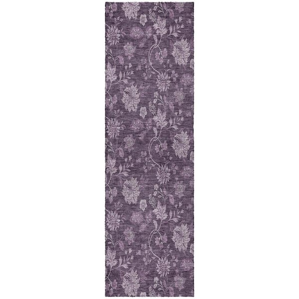 Dream Shag Premium Machine Washable Abstract ADS680 Plum 2 ft. x 7 ft. Runner Rug
