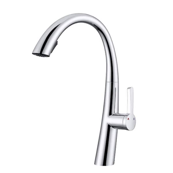 Flg Single Handle Pull Down Sprayer Kitchen Faucet With Advanced Spray Gooseneck Stainless Steel 2041