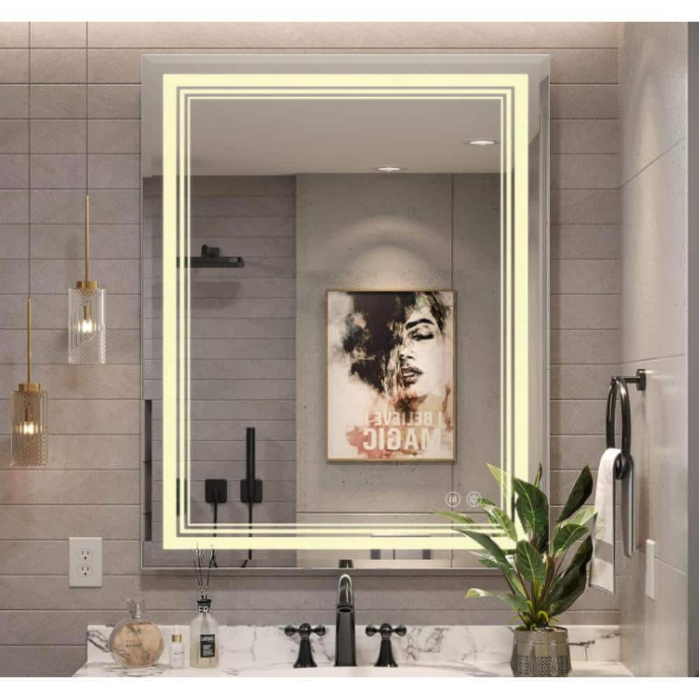 20 in. W x 28 in. H LED Rectangular Frameless Wall Bathroom Vanity Mirror T