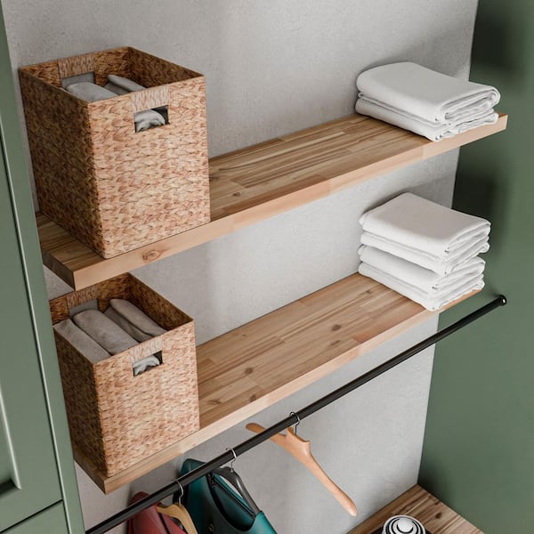 HARDWOOD REFLECTIONS Solid Wood Butcher Block Shelf 48in. W X 12in