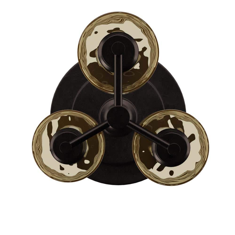 Adjustable Bronze Multi-Head Floor Lamp with Dimpled Glass Shades