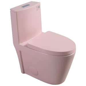 12 inch 1-piece 1.1/1.6 GPF Dual Flush Elongated Toilet in Rose Seat Included