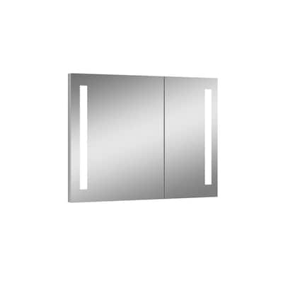 Royale 32 in. x 28 in Lighted Impressions Frameless Recessed LED Mirror Medicine Cabinet in Aluminum
