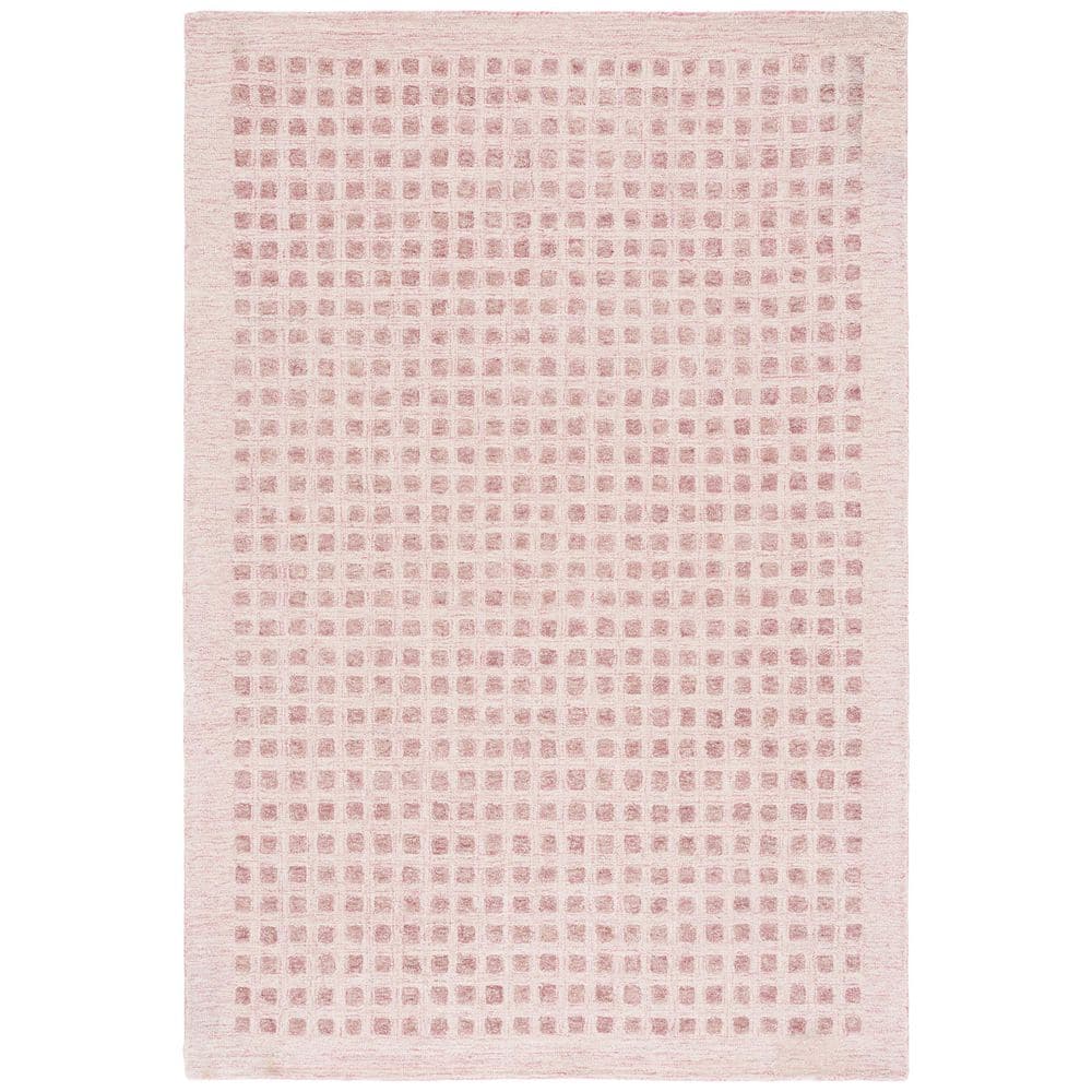 Abstract 5 ft. x 8 ft. Pink Geometric Tiles Area Rug