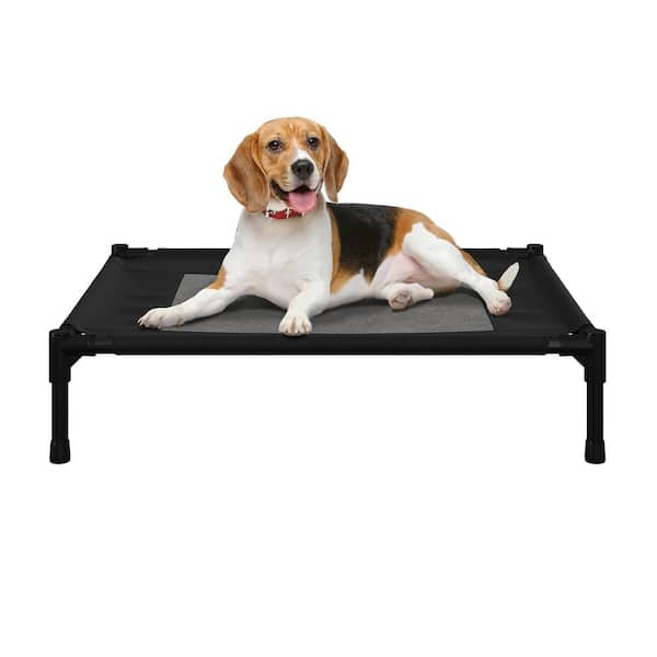 Elevated Dog Bed-30 in. x 24 in. Black Portable Pet Bed with Non-Slip Feet- Indoor/Outdoor Dog Cot or Puppy Bed for Pets