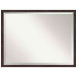 Fresco Dark Walnut 42.5 in. W x 32.5 in. H Wood Framed Beveled Bathroom Vanity Mirror in
