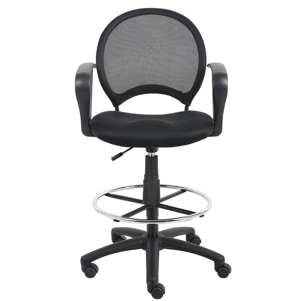 Black Mesh High Back Swivel Drafting Chair with Fixed Arms