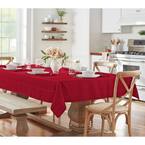 60 in. W x 102 in. L Poinsettia Red Elrene Elegance Plaid Damask Fabric Tablecloth
