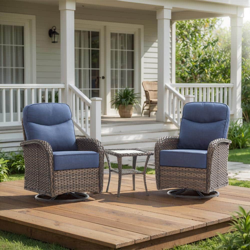 u*3様 G-Plan HighBackArmChairFresco Bellefurn Rivieral 3-Piece Brown Wicker Swivel Glider Outdoor