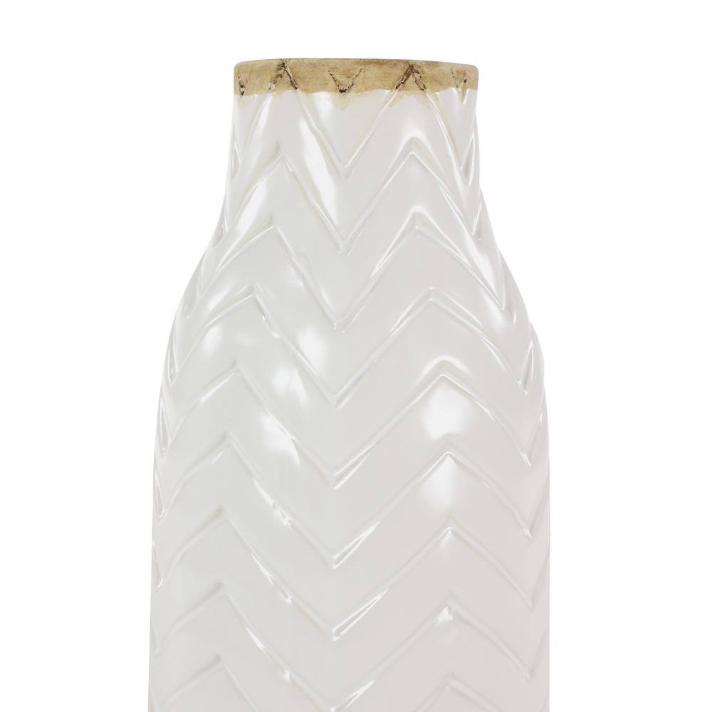 Medium White and Light Brown Porcelain Decorative Table Vase