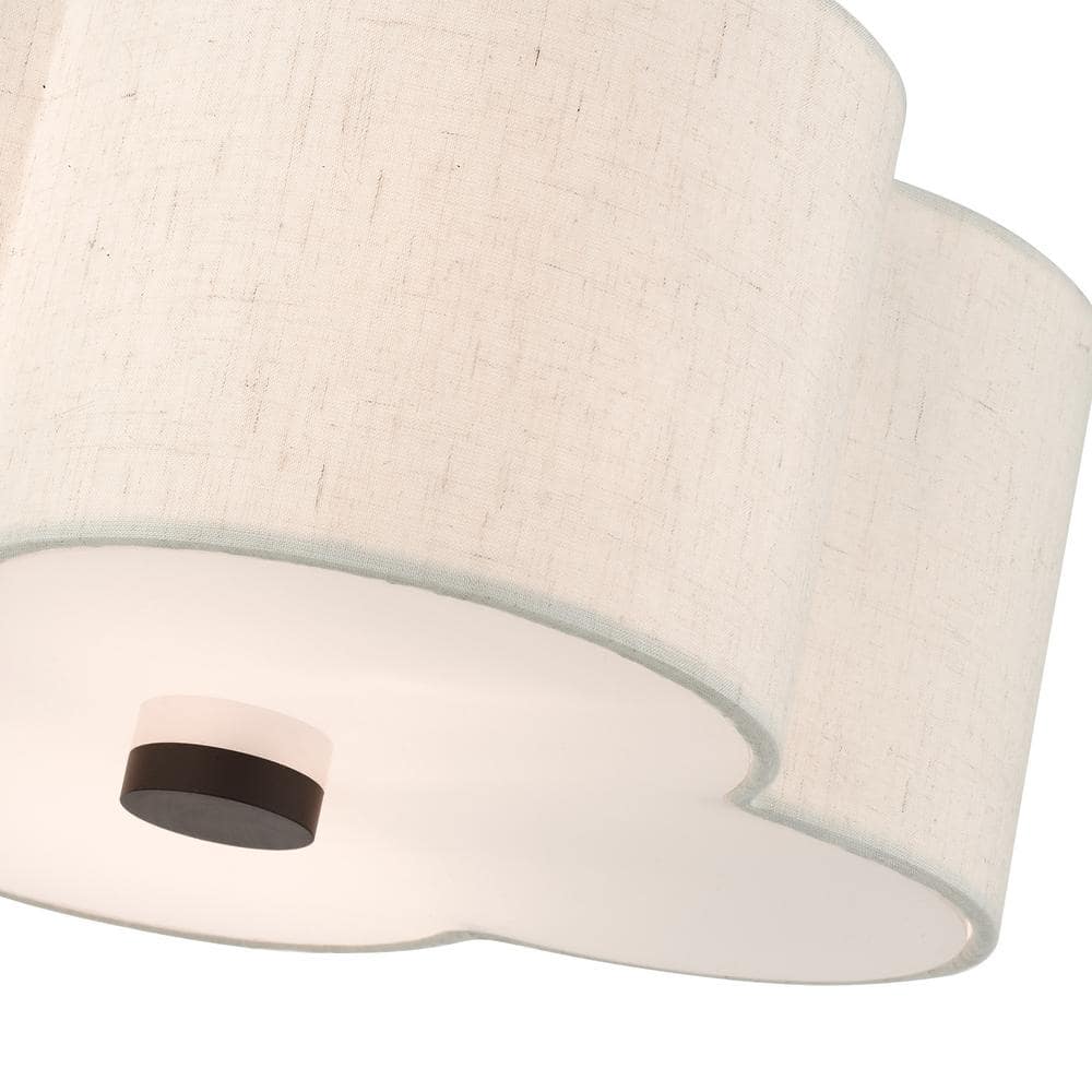 English Bronze Quatrefoil Semi-Flush Mount Ceiling Light