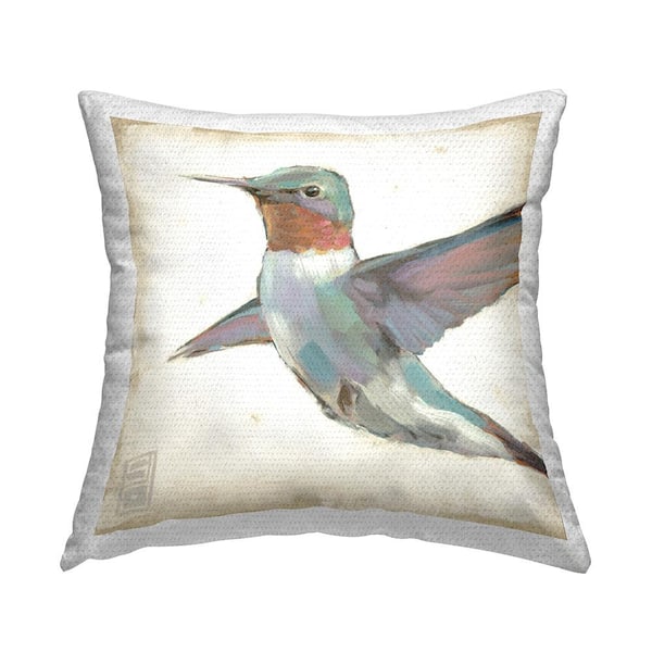 Stupell Industries Modern Hummingbird Flying Multi-Color Square Outdoor Throw Pillow