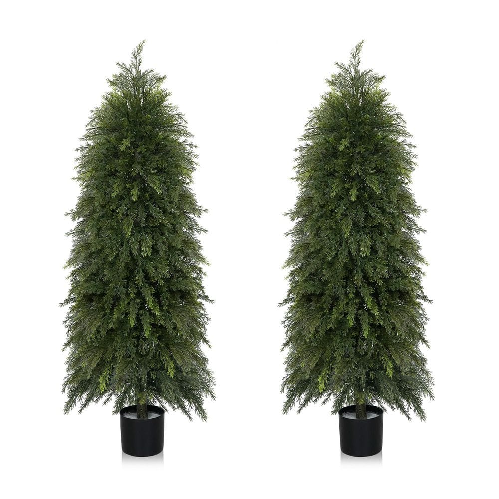 5ft. Artificial Cedar Trees Full Cascading Branches Faux Evergreen Tree Faux Topiary Tree,Indoor Outdoor Decor(Set of 2) price history on PriceWatchPro