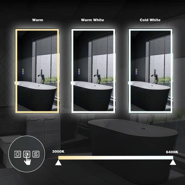 ES-DIY 72 in. W x 36 in. H Rectangular Frameless Anti-Fog Wall Bathroom  Vanity Mirror with LED Light LDJSBM7236DKSXFLX - The Home Depot