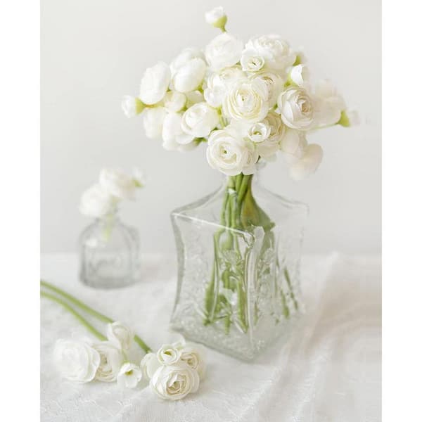11 in. Ivory White Indoor/Outdoor Artificial Rose Flower UMZ8V87