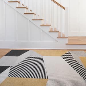 Evelina Gold 9 ft. x 12 ft. Abstract Area Rug